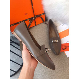 Replica Hermes Gray Silver H Buckle Loafer