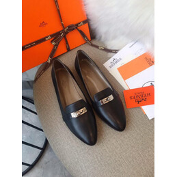 Replica Hermes Black Classic H Buckle Loafer