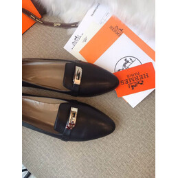 Replica Hermes Black Classic H Buckle Loafer