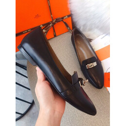 Replica Hermes Black Classic H Buckle Loafer