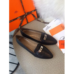 Replica Hermes Black Classic H Buckle Loafer