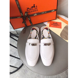 Replica Hermes White Classic H Buckle Loafer