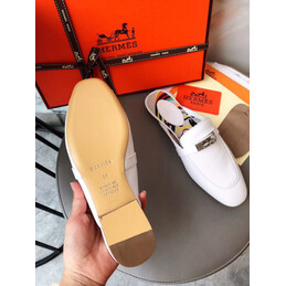 Replica Hermes White Classic H Buckle Loafer