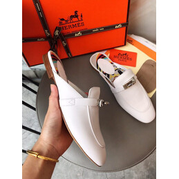Replica Hermes White Classic H Buckle Loafer