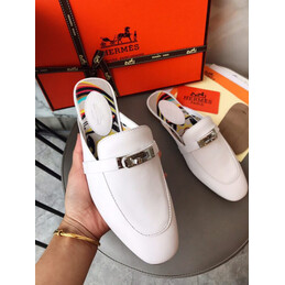Replica Hermes White Classic H Buckle Loafer