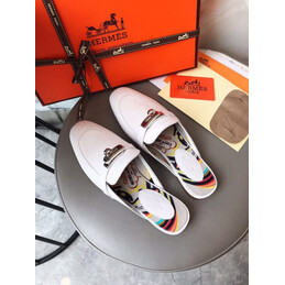 Replica Hermes White Classic H Buckle Loafer