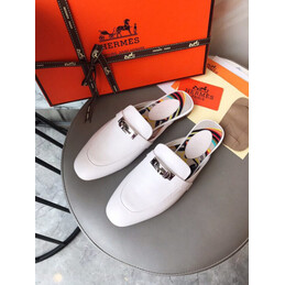 Replica Hermes White Classic H Buckle Loafer