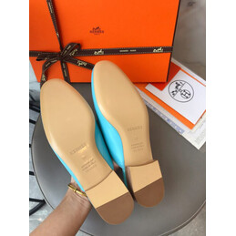 Replica Hermes Turquoise H Buckle Loafer