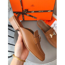 Replica Hermes Brown H Buckle Loafer Silver Hardware