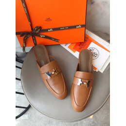 Replica Hermes Brown H Buckle Loafer Silver Hardware