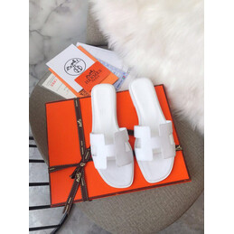 Replica Hermes White Smooth Oran Sandal