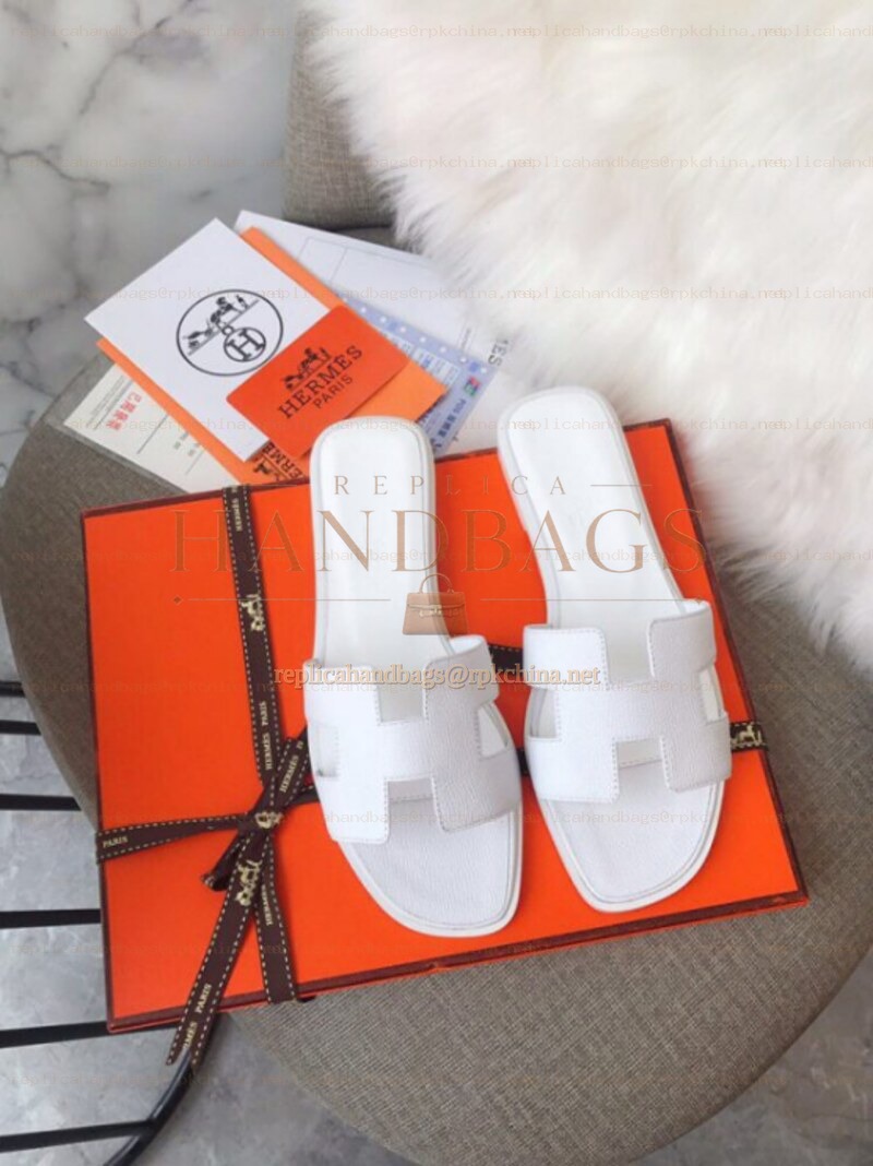 Replica Hermes White Smooth Oran Sandal