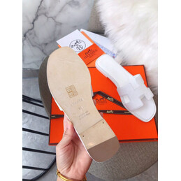 Replica Hermes White Smooth Oran Sandal