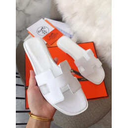 Replica Hermes White Smooth Oran Sandal