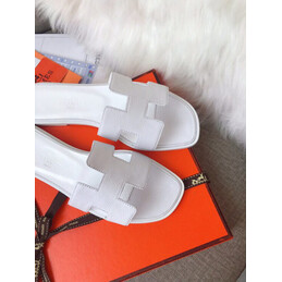 Replica Hermes White Smooth Oran Sandal