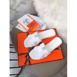 Replica Hermes White Smooth Oran Sandal