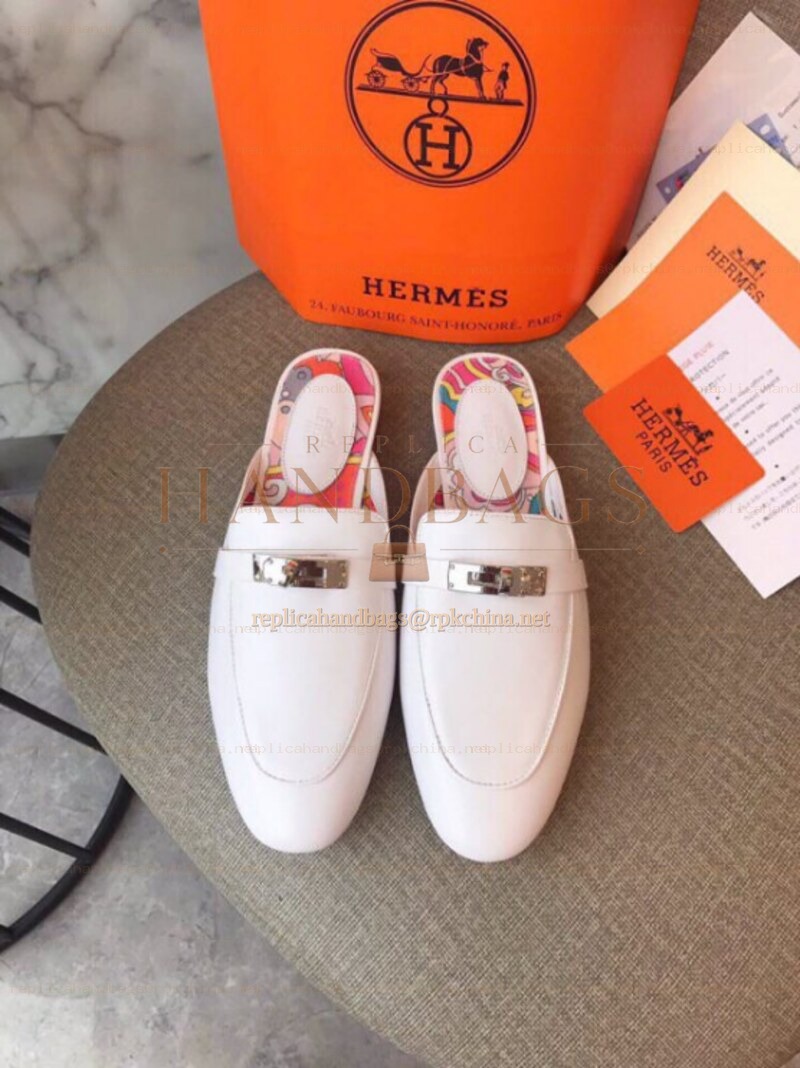 Replica Hermes White H Detail Loafer