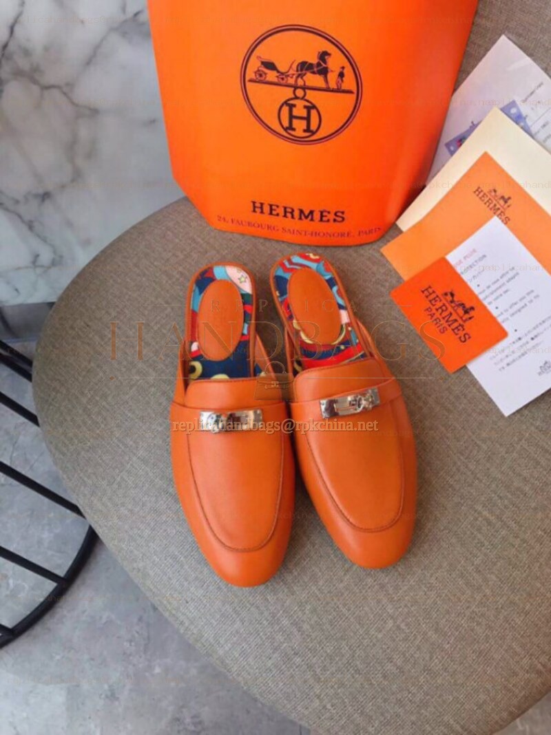 Replica Hermes Orange H Detail Loafer