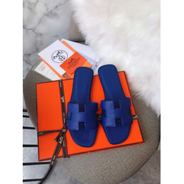 Replica Hermes Blue Smooth Oran Sandal