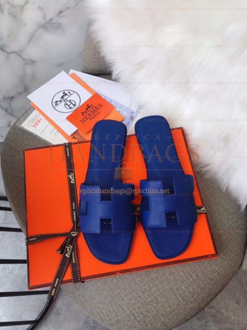Replica Hermes Blue Smooth Oran Sandal
