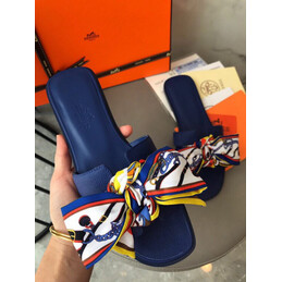 Replica Hermes Blue Smooth Oran Sandal
