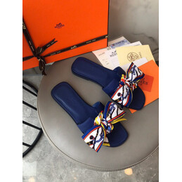 Replica Hermes Blue Smooth Oran Sandal