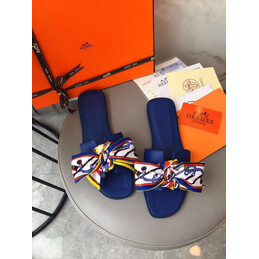 Replica Hermes Blue Smooth Oran Sandal