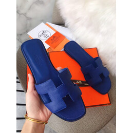 Replica Hermes Blue Smooth Oran Sandal