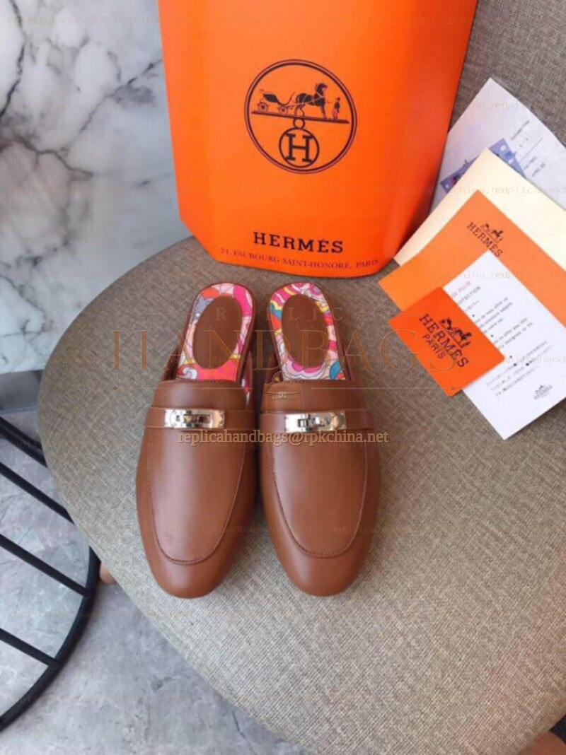 Replica Hermes Brown H Detail Loafer