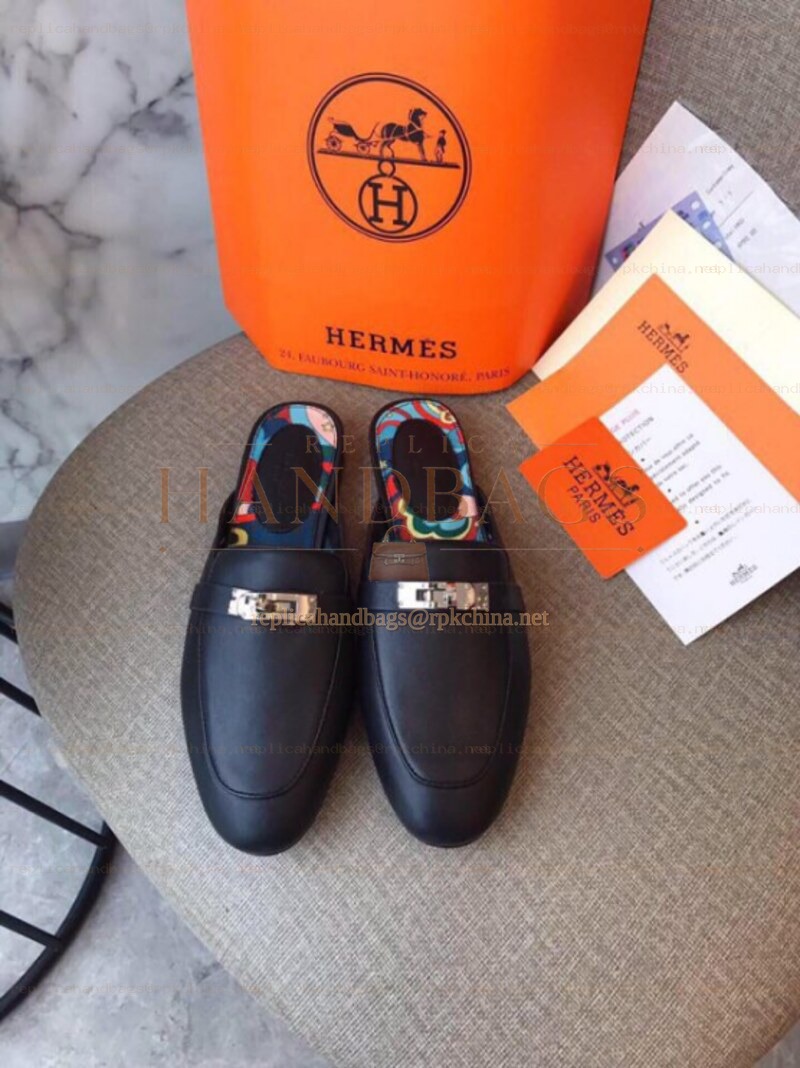 Replica Hermes Black H Detail Loafer
