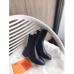 Replica Hermes Black Round Toe Ankle Boot