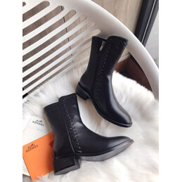Replica Hermes Black Round Toe Ankle Boot