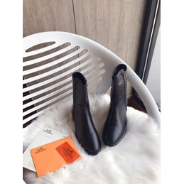 Replica Hermes Black Round Toe Ankle Boot