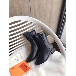 Replica Hermes Black Round Toe Ankle Boot