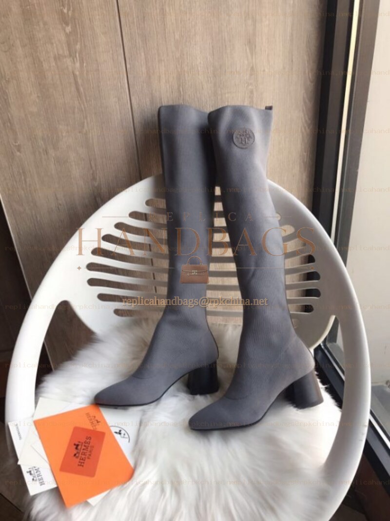Replica Hermes Gray Tall Sock Boot