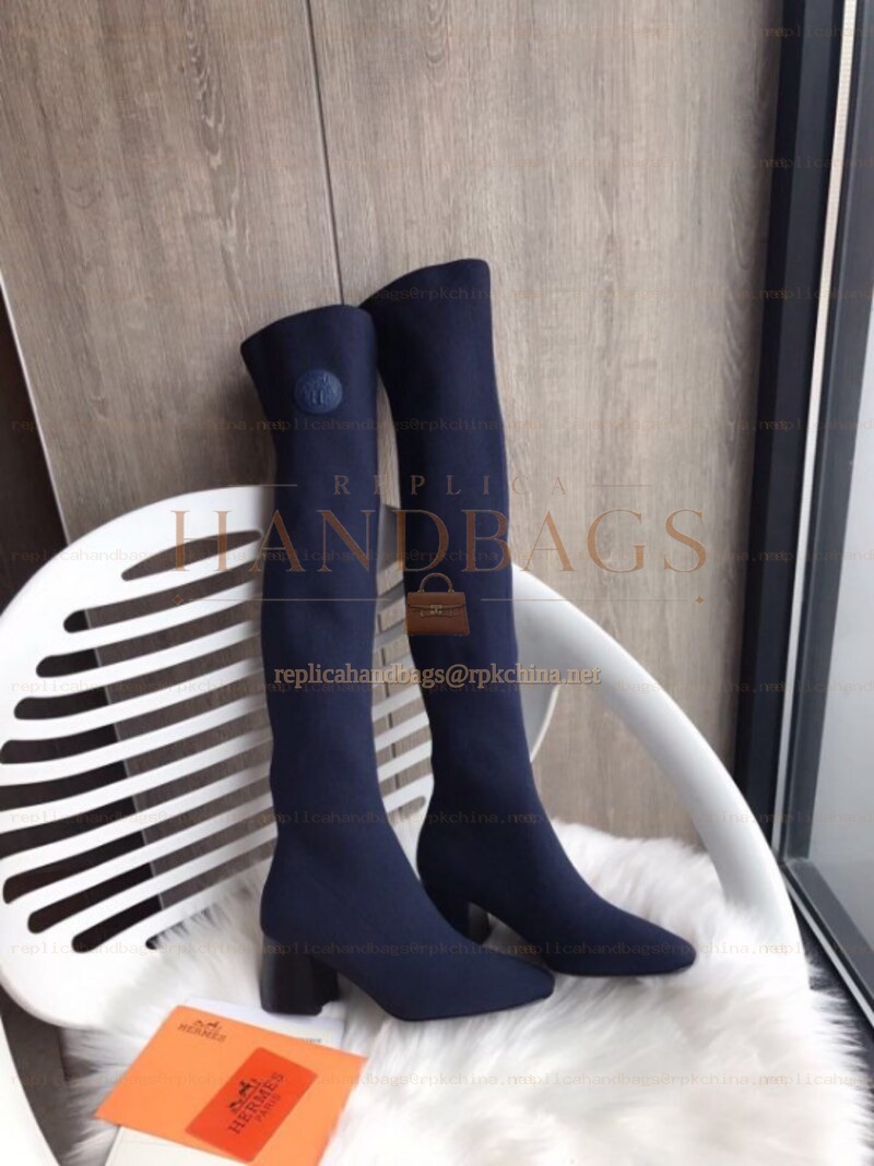 Replica Hermes Navy Tall Sock Boot