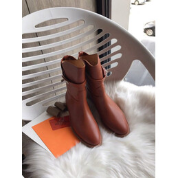 Replica Hermes brown palladium buckle ankle boot