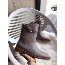 Replica Hermes gray palladium buckle ankle boot