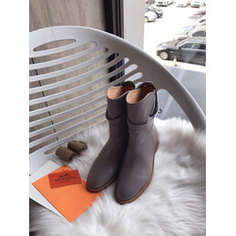 Replica Hermes gray palladium buckle ankle boot