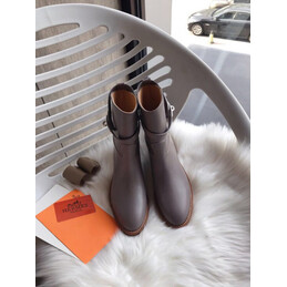 Replica Hermes gray palladium buckle ankle boot