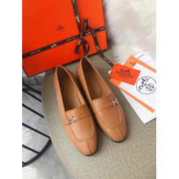 Replica Hermes Tan H Buckle Loafer Silver Hardware