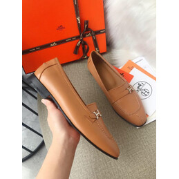 Replica Hermes Tan H Buckle Loafer Silver Hardware