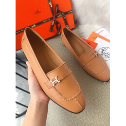 Replica Hermes Tan H Buckle Loafer Silver Hardware