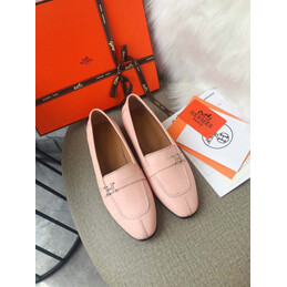 Replica Hermes Pink Smooth H Buckle Loafer Silver Hardware
