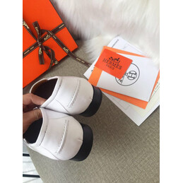 Replica Hermes White Smooth H Buckle Loafer Silver Hardware