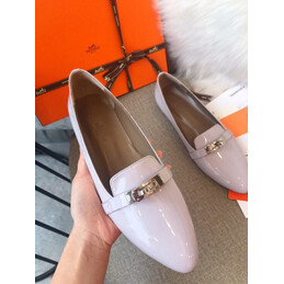 Replica Hermes Light Gray Palladium H Buckle Loafer