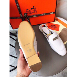 Replica Hermes White Palladium H Buckle Loafer