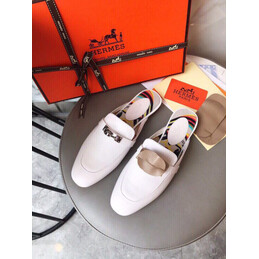 Replica Hermes White Palladium H Buckle Loafer