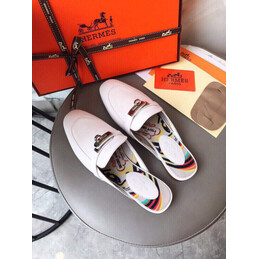 Replica Hermes White Palladium H Buckle Loafer