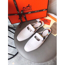 Replica Hermes White Palladium H Buckle Loafer
